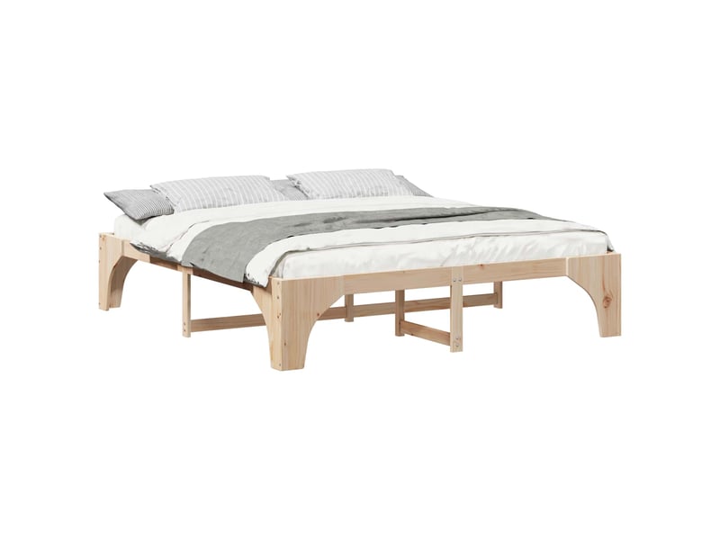  Lit double- lit adulte -  cadre de lit marron 200 x 200 cm pin massif  - Conforama A
