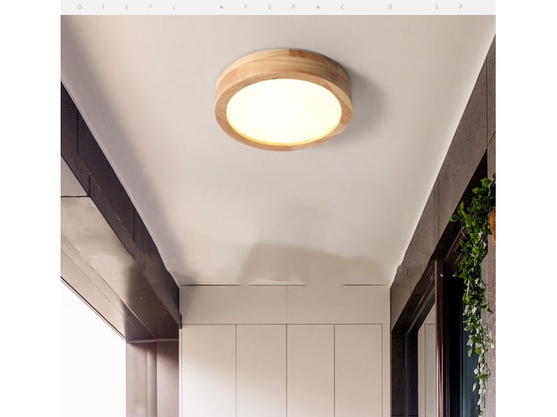  Plafonnier bois  luminaire plafonnier plafonnier rond plat nordique   23x5cm  - Conforama E