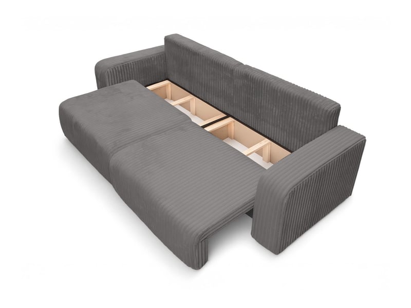 Canapé droit 3 places alya convertible en velours côtelé épais - gris foncé ALYA - Conforama C