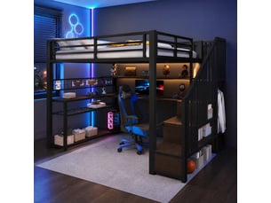 Lit mezzanine 140x200 cm <strong>OKMYHOME</strong>  <strong></strong> coloris noir