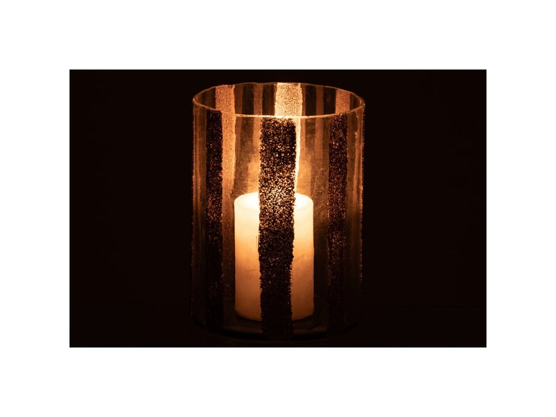  Photophore cylindrique en verre torben 20cm doré  - Conforama E