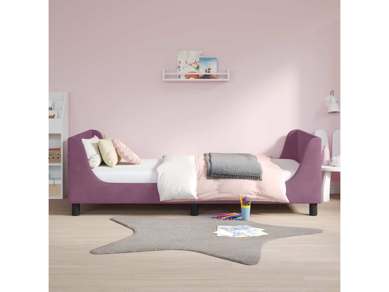  Cadre de lit pour enfants - lit jeune avec tête de lit pourpre 90 x 200 cm  - Conforama C