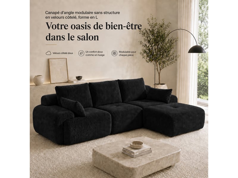  Canapé modulaire à compression, en tissu velours  - Conforama B