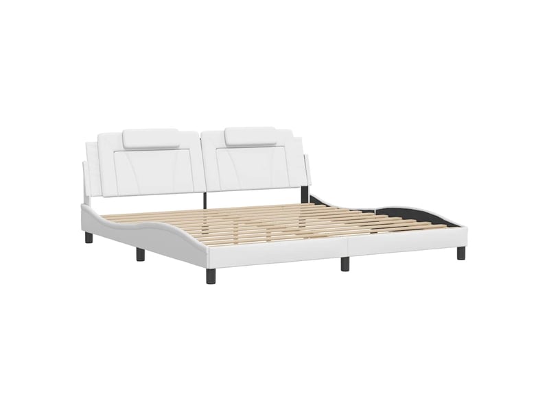  Lit double- lit adulte -  cadre de lit viana sans matelas blanc 200x200 cm similicuir  - Conforama B