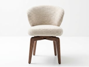 Bobochic lot de 2 chaises pivotantes anne placage chêne massif et tissu texturé marron foncé