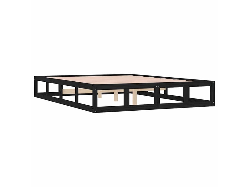  Lit double- lit adulte -  cadre de lit sans matelas noir 120x190 cm bois massif  - Conforama C
