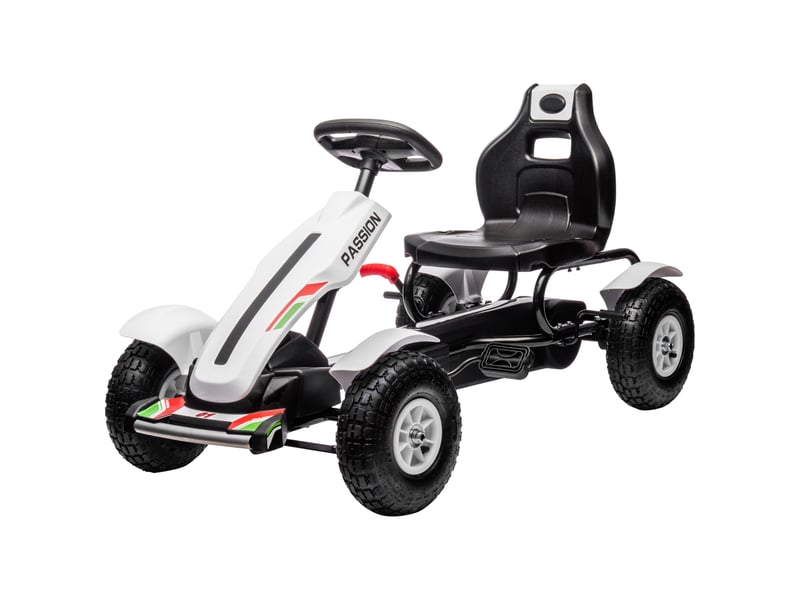 Kart à pédales pour enfant siège réglable 3 positions frein à main enfant de 5 à 12 ans blanc noir  - Conforama B