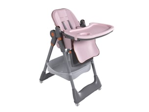 Chaise haute bébé pliable réglable 53x76x95 cm avec harnais et roues verrouillables rose
