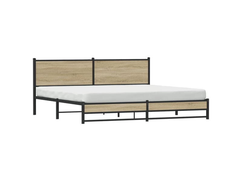  Lit double- lit adulte -  cadre de lit en métal sans matelas chêne sonoma 200x200 cm  - Conforama B