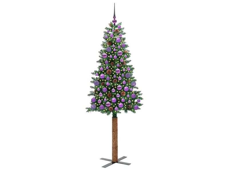 Sapin de noël, arbre de noël mince vert 180 cm pvc et bois de pin massif shl1605 - Conforama C