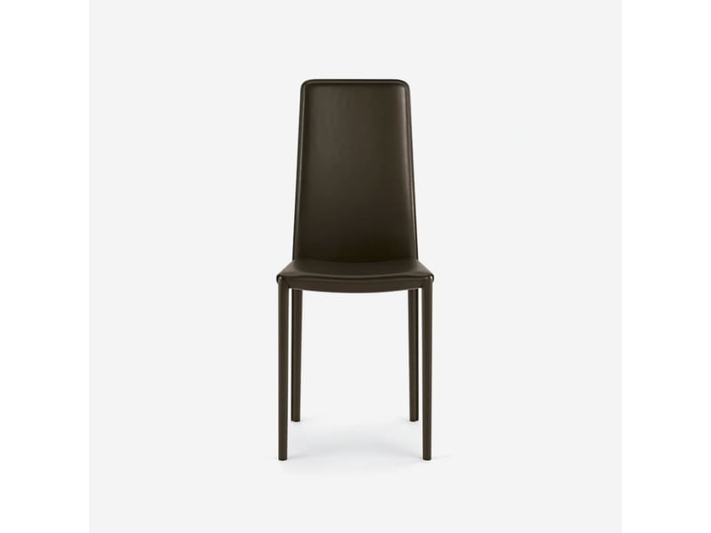  Lot de 4 chaises empilables rembourrées en simili cuir luma - marron  - Conforama E