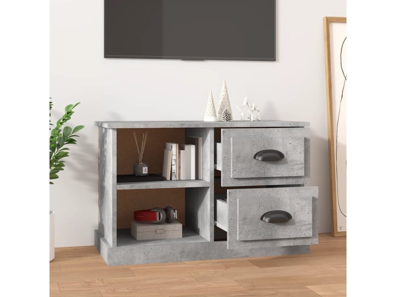  Meuble tv - banc tv - meuble de rangement gris béton 73x35,5x47,5 cm bois d'ingénierie  - Conforama C