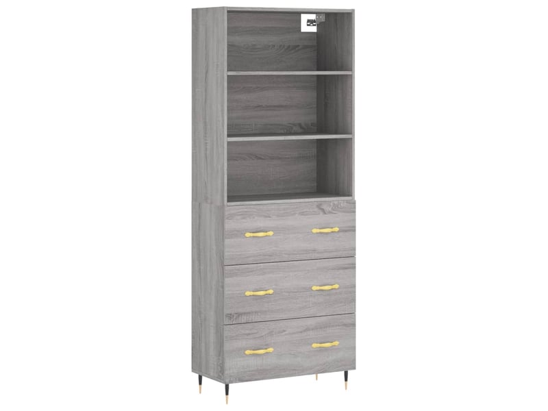  Buffet haut - bahut - meuble de rangement sonoma gris 69,5x34x180 cm bois d'ingénierie  - Conforama A