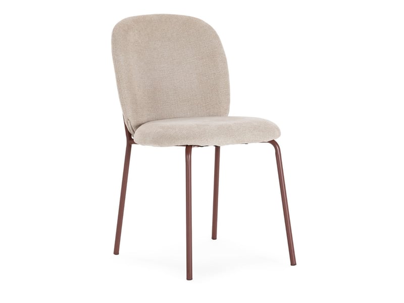  Lot de 4 chaises en tissu polyester doux beige et pieds en métal laqué terracotta - darris DARRIS - Conforama E