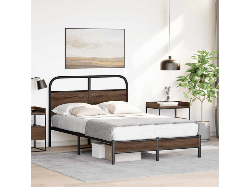  Lit double- lit adulte -  cadre de lit sans matelas 120x190 cm chêne marron  - Conforama C