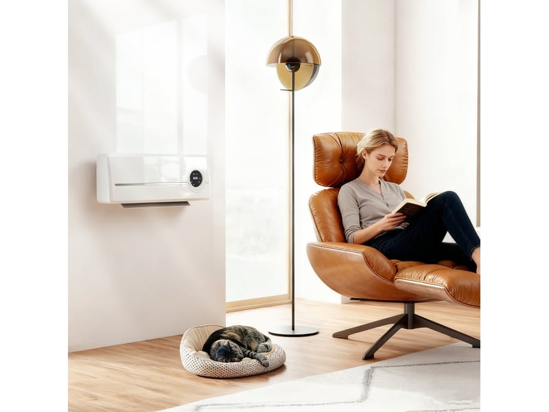  Chauffage mural 2000w à céramique avec ventilateur, télécommande, 2 modes de chauffe, écran led  - Conforama B