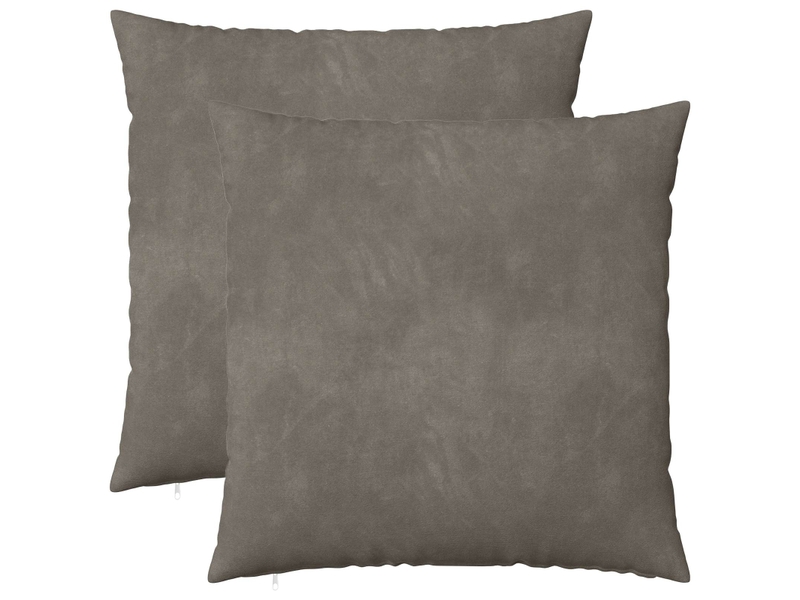  Lot de 2 coussins avec oreiller, coussins décoratifs heerlen gris clair velours cf50470  - Conforama A