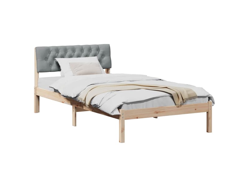  Lit simple- lit adulte -  cadre de lit avec tête de lit marron et gris clair 100 x 200 cm  - Conforama B