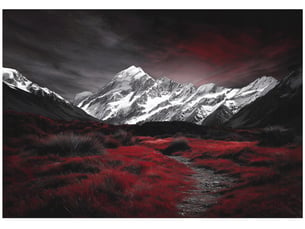 Papier peint panoramique intissé montagnes nature noir - 400x280 cm - papier peint chambre et salon