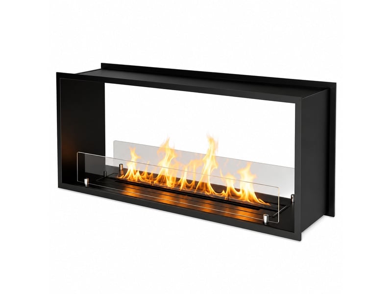 Venere 120 - cheminée à bioéthanol encastrable double face 120x50x30 cm avec brûleur en acier de 3 litres - Conforama D