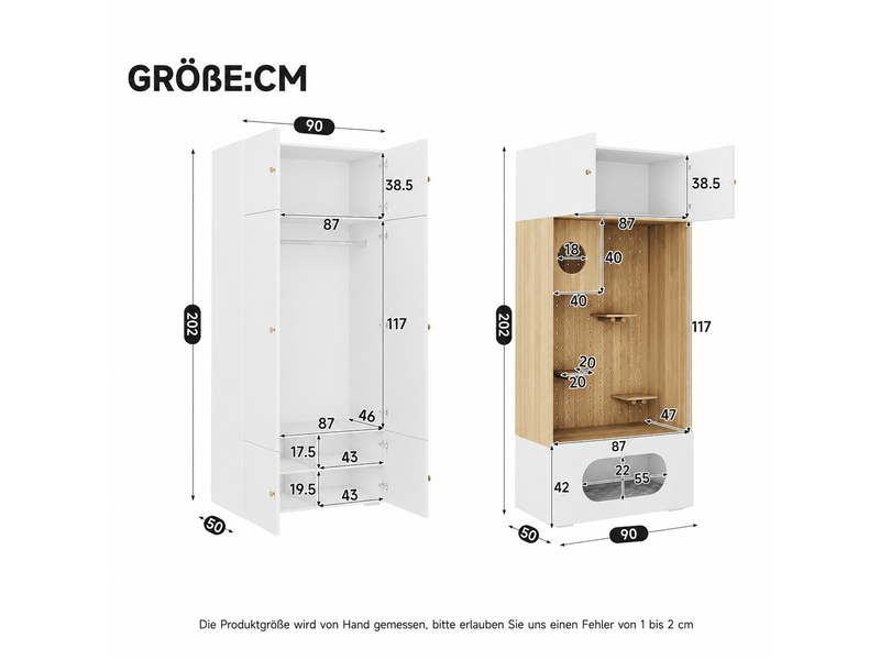  Armoire penderie avec espace chat 2 en 1 180x50x200 cm - blanc et bois  - Conforama E