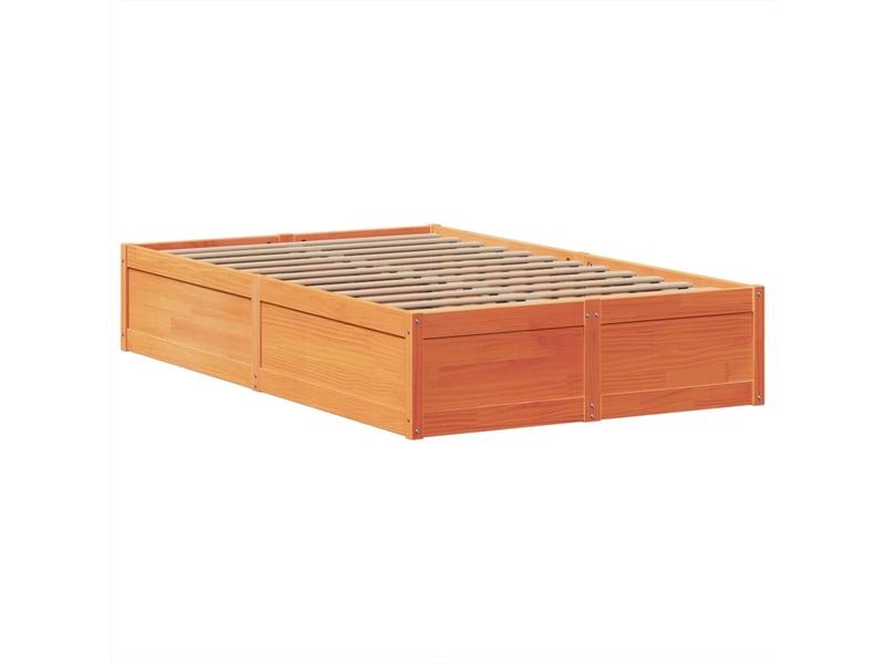 Lit double- lit adulte - cadre de lit sans matelas marron 135x190cm bois pin massif - Conforama D