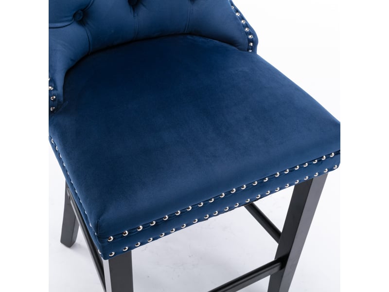  Lot de 2 sièges rembourrés en velours bleu, pieds en bois massif DE2002BL - Conforama D
