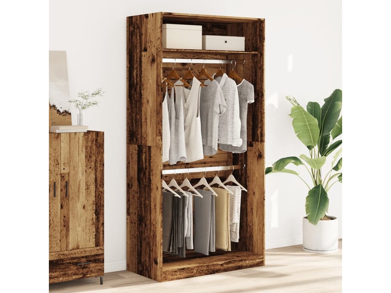  Garde-robe, armoire de rangement vieux bois 100x50x200 cm bois d'ingénierie shl14708  - Conforama C
