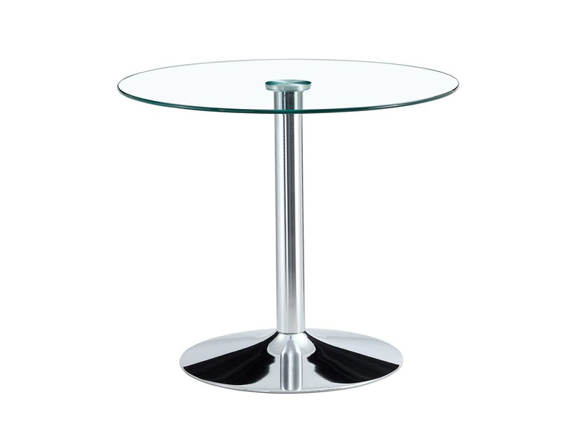  Table de bar ronde 85x85x76 cm en verre et métal argenté  - Conforama A