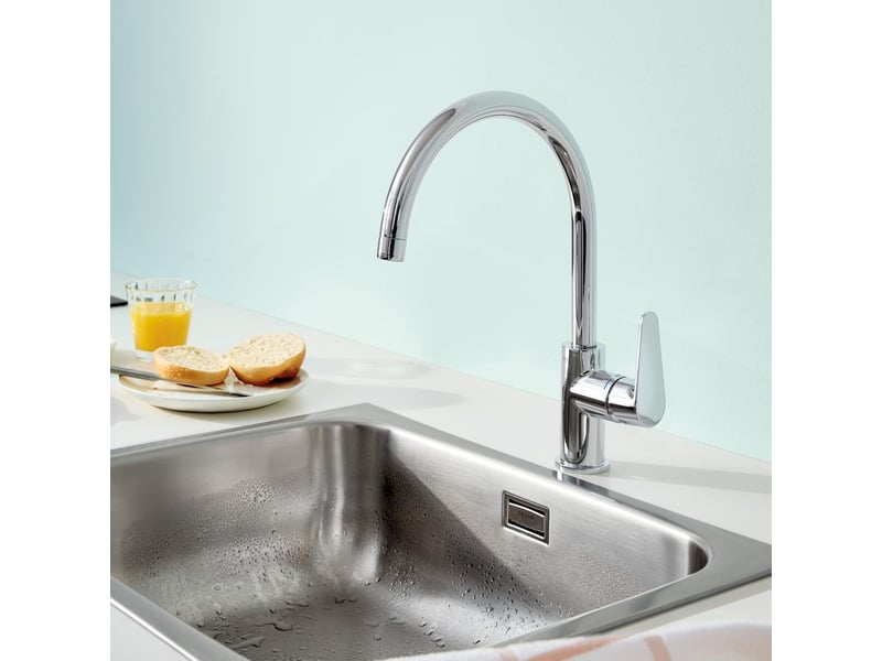  Robinet mitigeur monocommande évier de cuisine chromé  - Conforama D