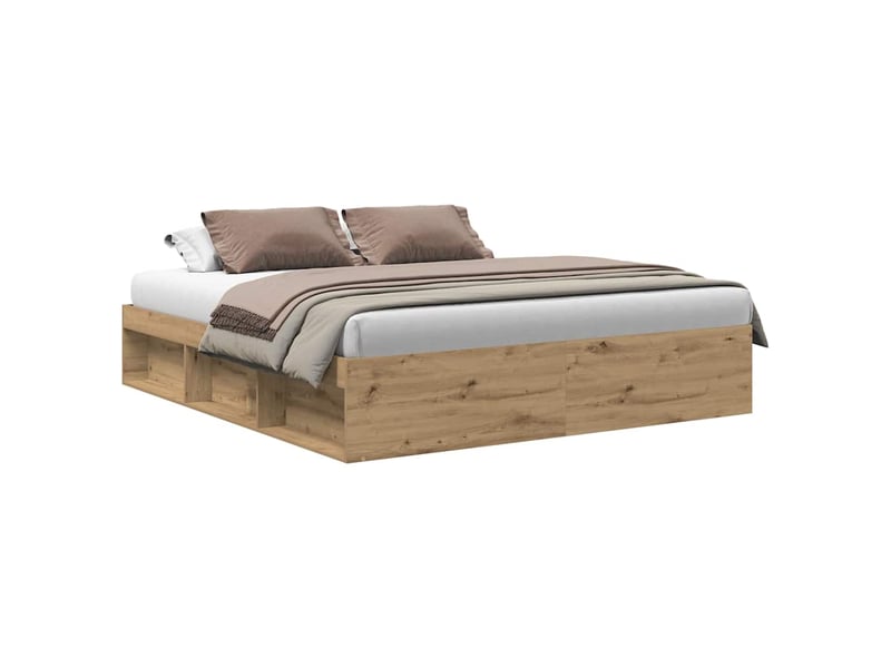  Lit double- lit adulte -  cadre de lit sans matelas chêne artisanal 200x200 cm  - Conforama A