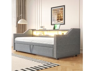 Lit gigogne 90x190 cm VIVRYN coloris gris