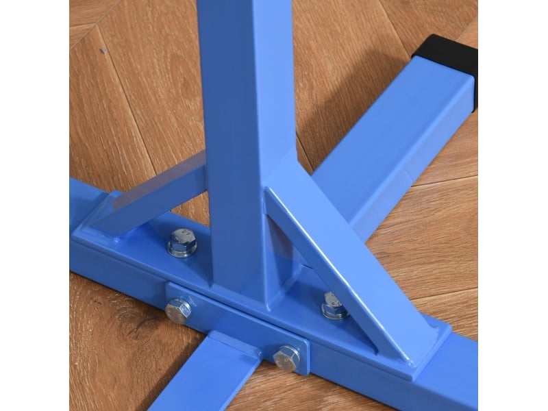 Barre de gymnastique enfant réglable 92 à 150 cm bleue, acier et hêtre, pour exercices jusqu'à 75 kg - Conforama D