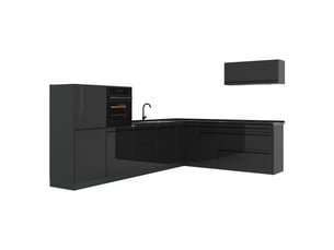 Vicco cuisine en angle, anthracite haute brillanceanthracite, 327 x cm plan de travail anthracite
