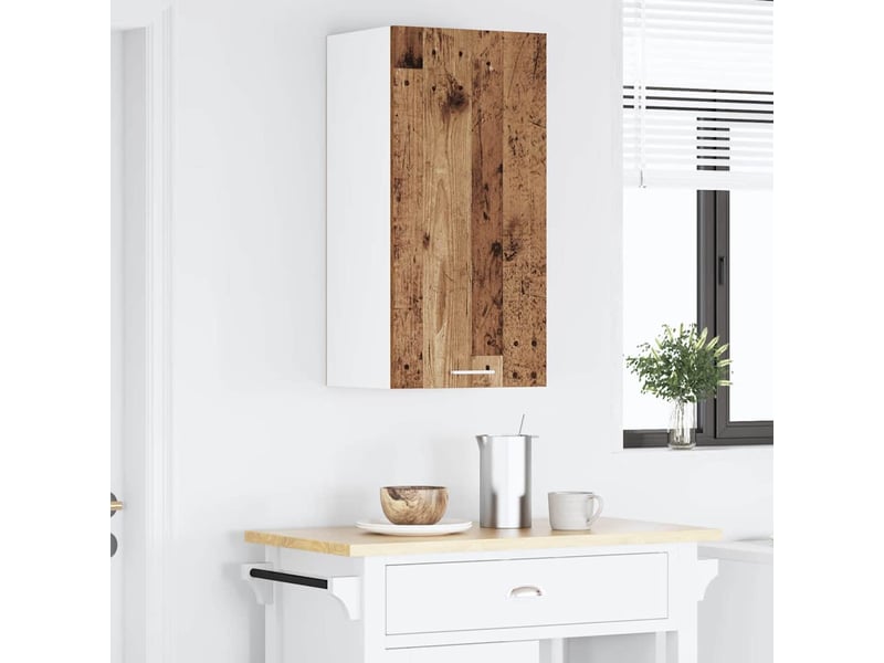 Meuble de rangement cuisine, armoire suspendue bois ancien et blanc 40x31x80cm - Conforama D