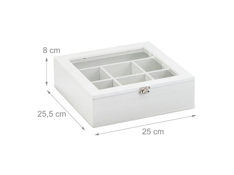  Boîte à thé organisée avec fenêtre de visualisation 8 x 25 x 25,5 cm en mdf bois 13_0008703  - Conforama B