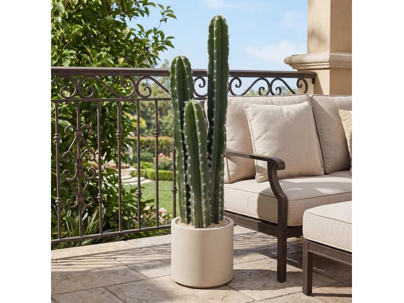  Plante artificielle cactus 22x22x95 cm avec pot vert  - Conforama C