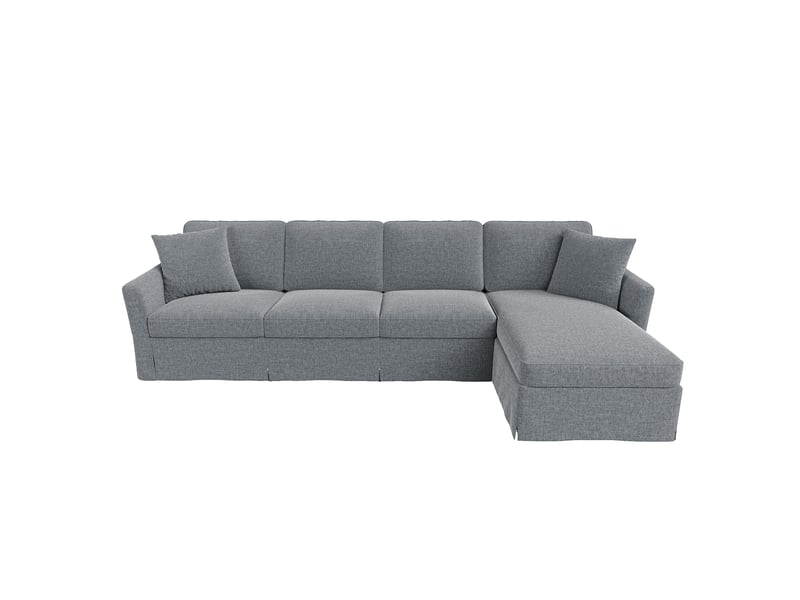  Canapé d’angle en l 4 places 274x128,5x83 cm avec coffre méridienne, housses amovibles lavables, tissu effet lin - lin-gris  - Conforama A