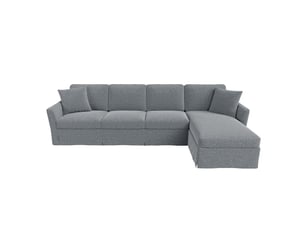Canapé d'angle gauche fixe 4 places Tissu gris avec coffre de rangement