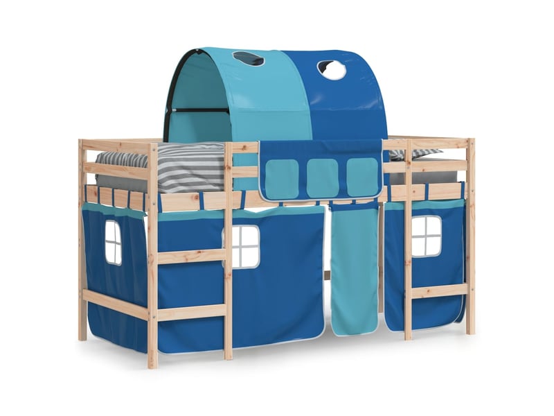 Lit mezzanine enfants - lit jeune avec tunnel sans matelas bleu 80x200 cm  - Conforama C