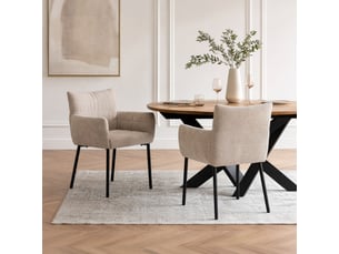 Lot de 2 fauteuils repas 61x61x85 cm en tissu beige et noir - kulpa