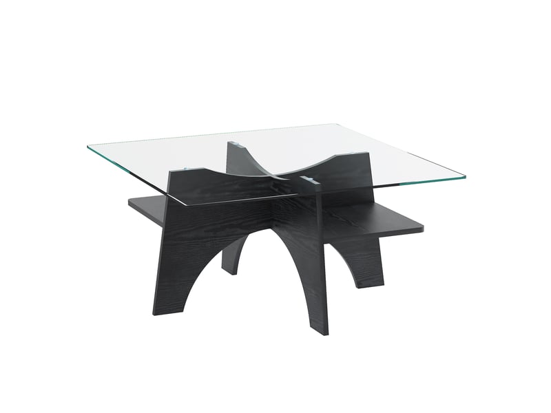  Table basse carrée 80x80x40 cm fixe mdf noir  - Conforama A