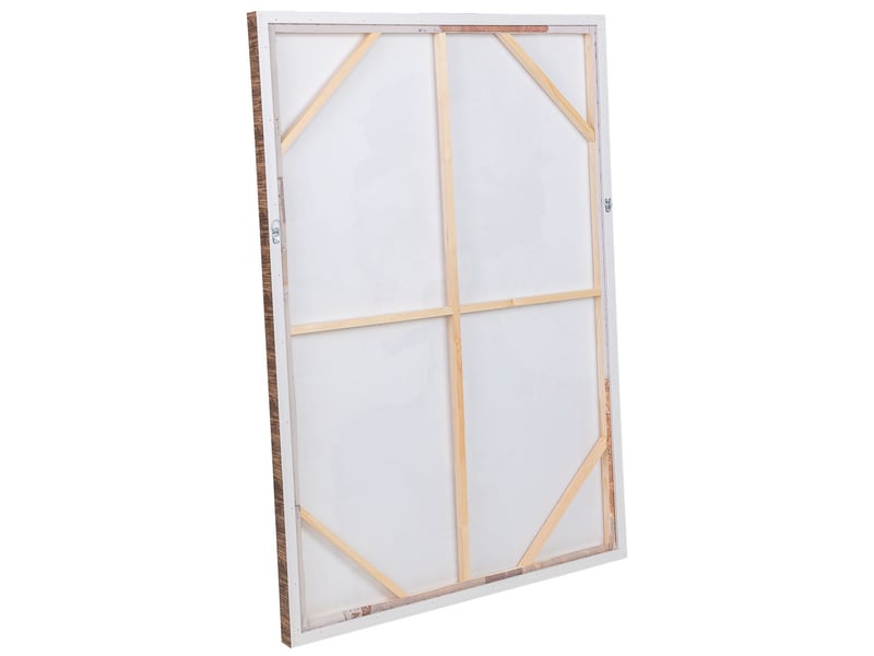  Tableau peint à la main avec cadre en bois orange 83x4x123h cm  - Conforama D