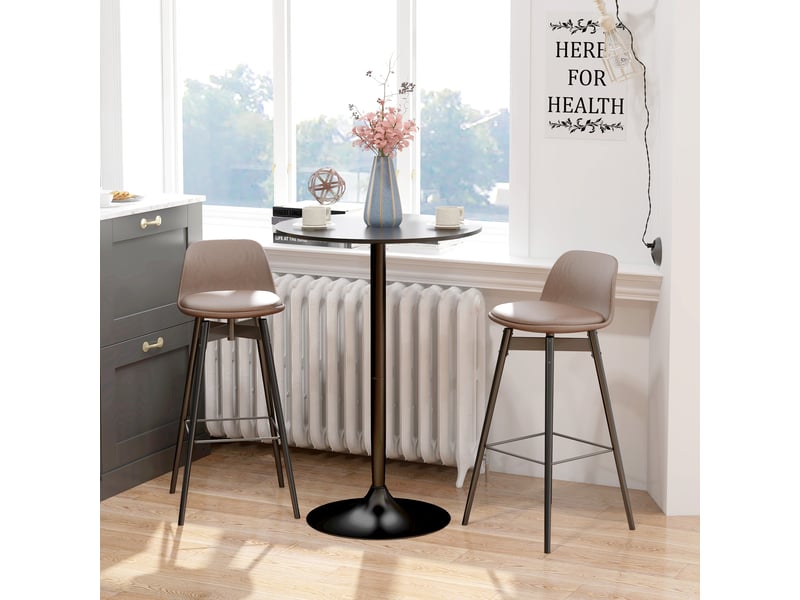  Table haute de bar ronde et moderne avec piètement en acier et plateau en mdf, ø70 x 102 cm, noire  - Conforama D