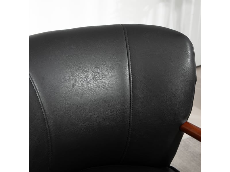  Fauteuil rembourré avec accoudoirs, revêtement en simili cuir, noir  - Conforama C