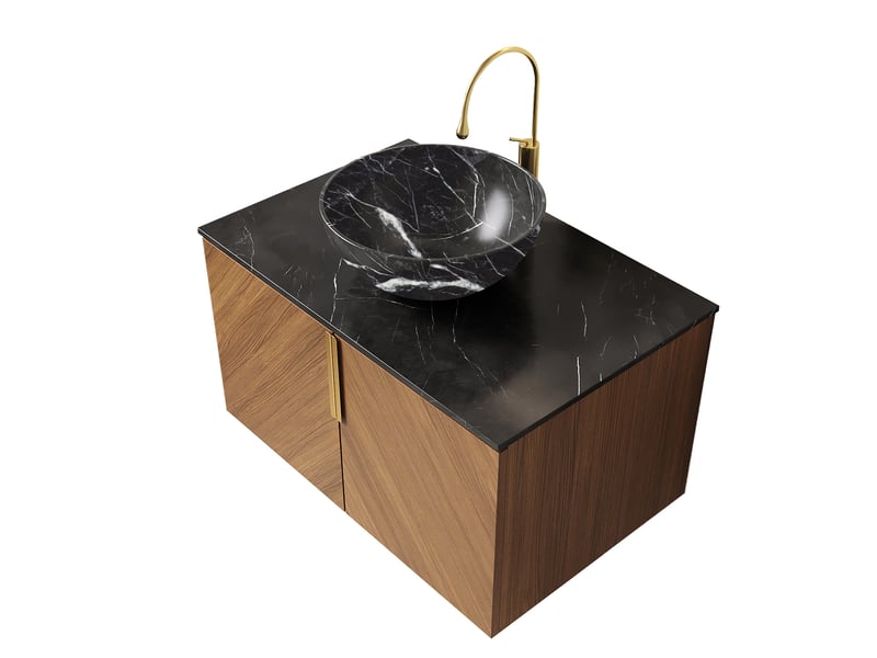  Meuble vasque mural 76x50 cm 2 portes noir chêne brun  - Conforama A