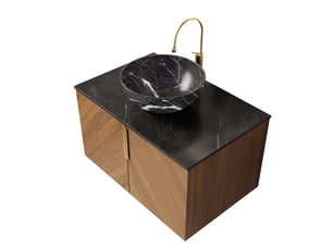 Meuble vasque mural 76x50 cm 2 portes noir chêne brun