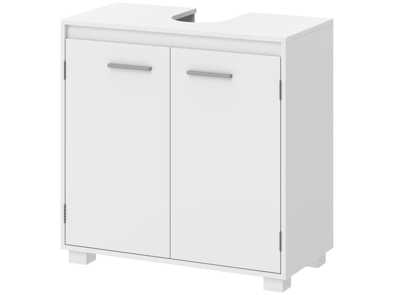  Meuble sous lavabo blanc 60 cm, découpe en u et étagère réglable sur 3 niveaux  - Conforama B
