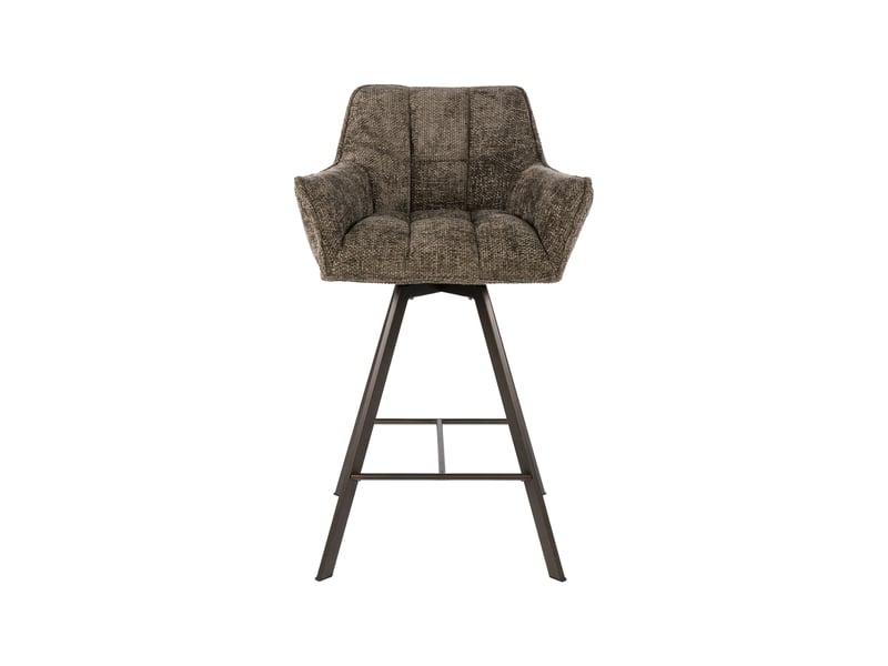  Lot 2 chaises de bar pivotantes tissu texturé taupe et bronze - jordi  - Conforama C