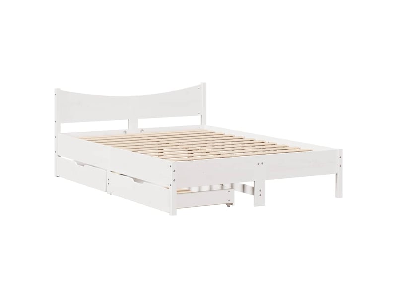  Cadre de lit avec tiroirs blanc 120x190 cm bois pin massif  - Conforama A